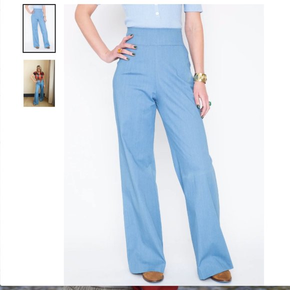 Never A Wallflower MATADOR PANTS LIGHT BLUE DENIM Small - Picture 2 of 16